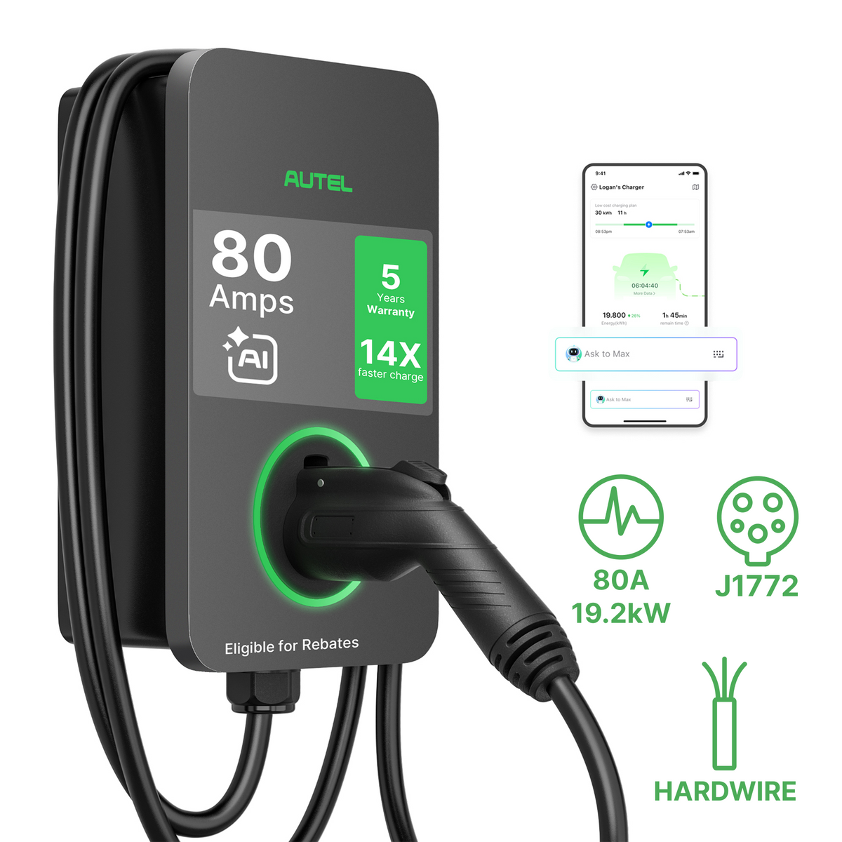 Autel MaxiCharger 80A 19.2kW Residential EV Charger